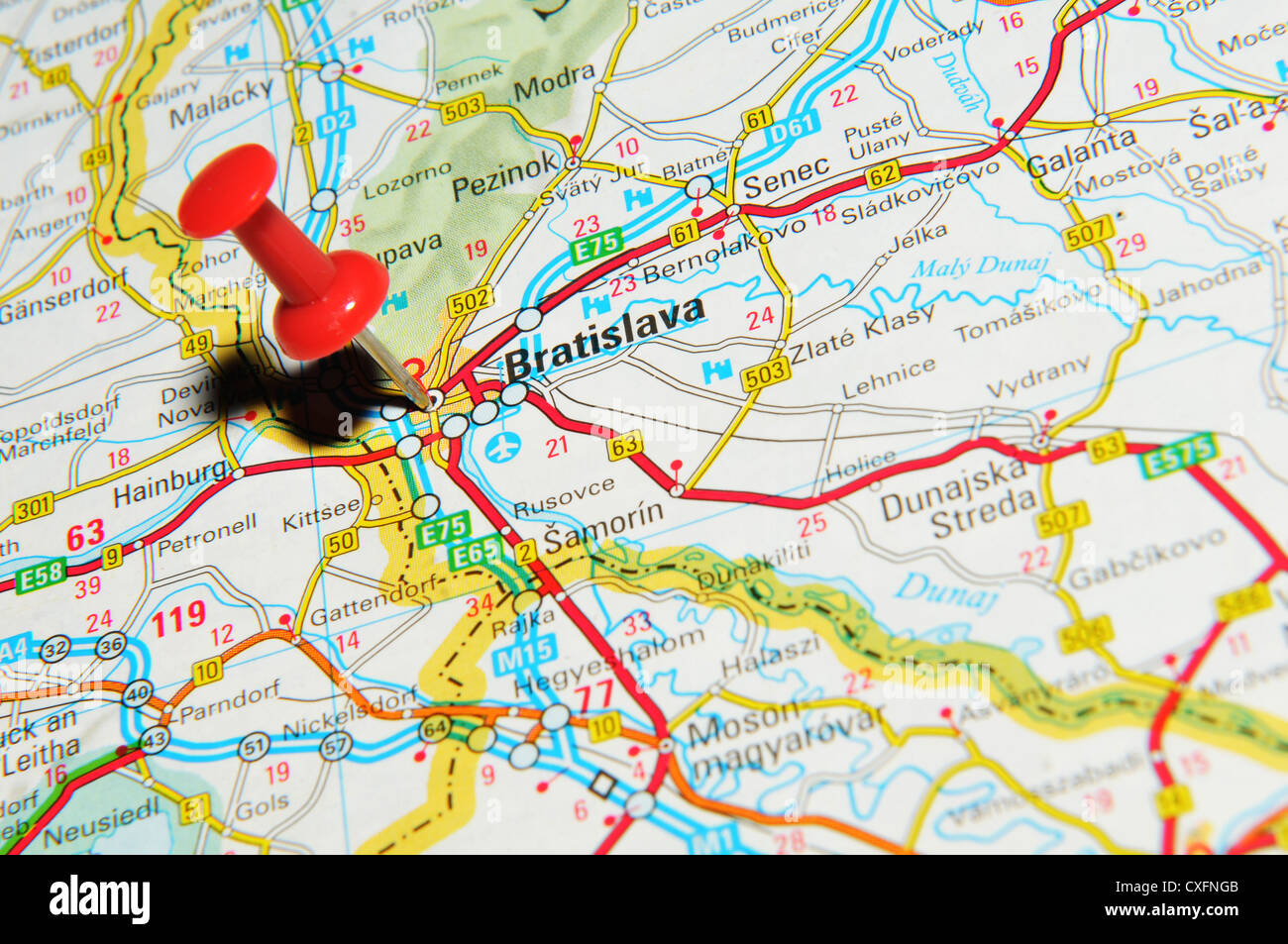Bratislava on map Stock Photo - Alamy