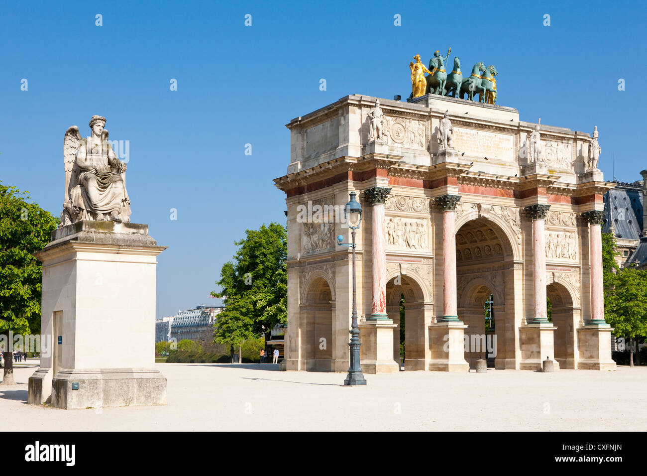 Arc de triomphe du Carrousel near Le Louvre, Tuileries, Paris, France Stock Photo