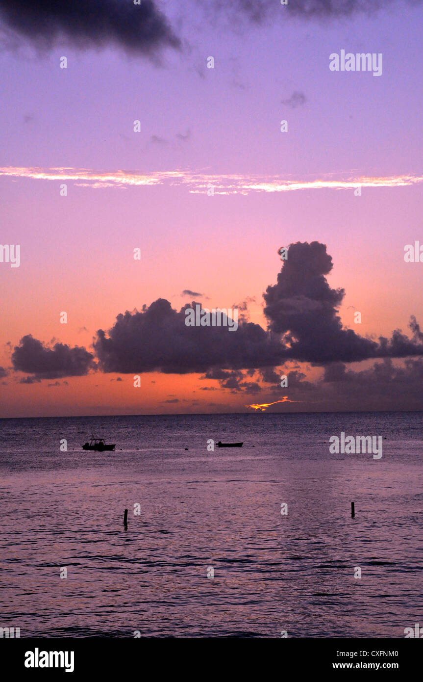 Evening sunset Barbados tropical seascape Stock Photo