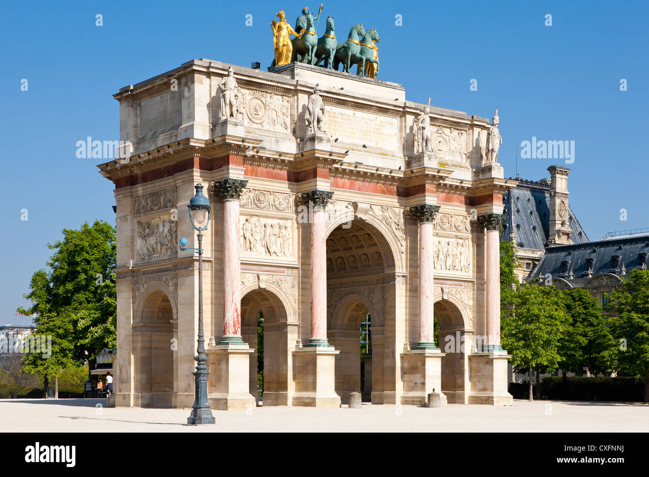 Arc de triomphe du Carrousel near Le Louvre, Tuileries, Paris, France Stock Photo