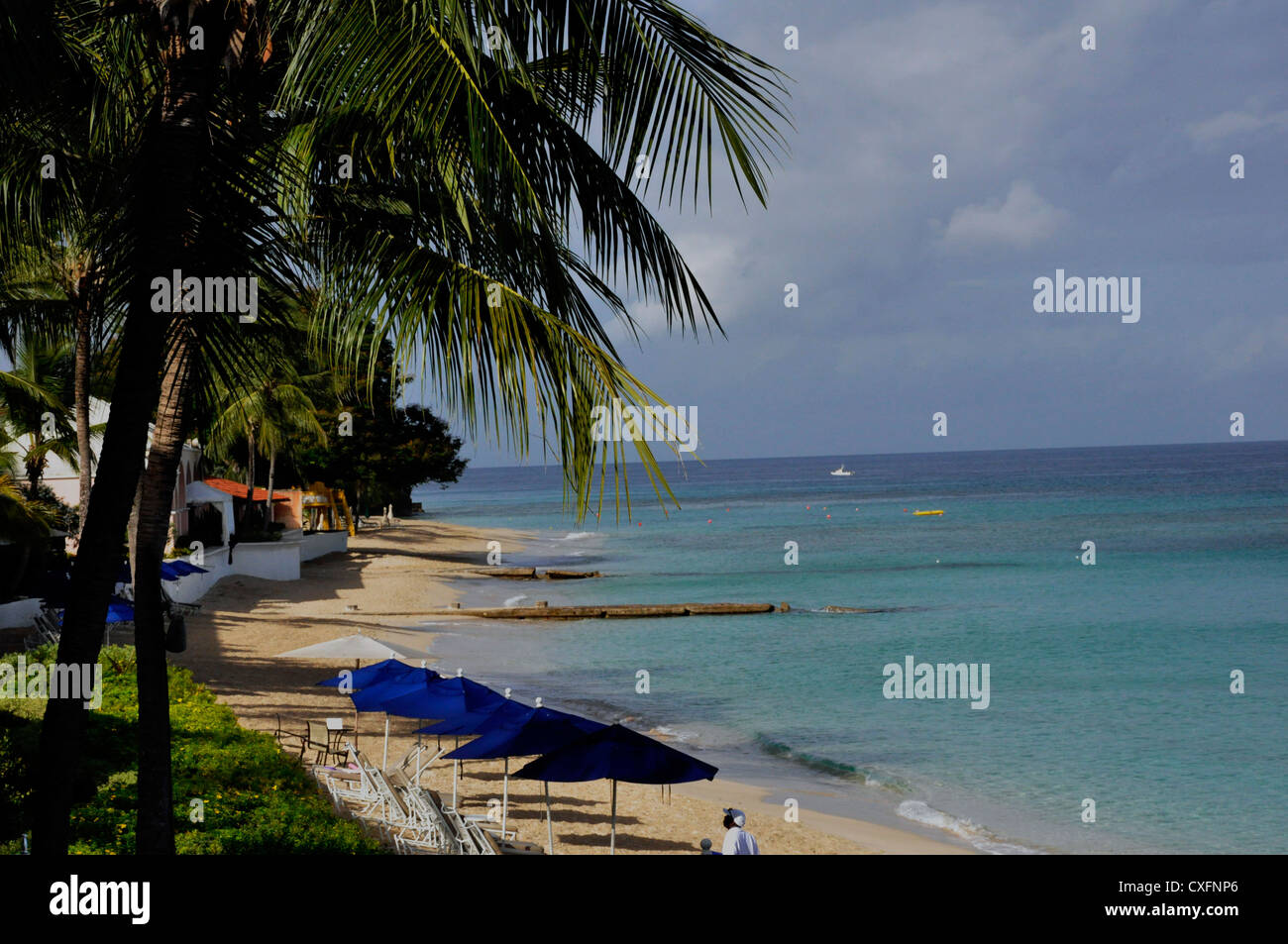 Royal Pavilion Barbados Beach tropical sunshine vacation blissful Stock Photo