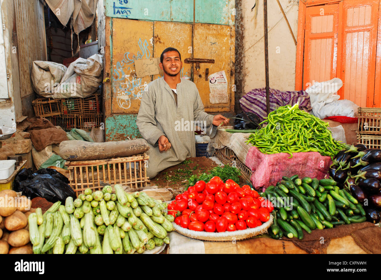 greengrocer in Esna, Egypt, Africa Stock Photo
