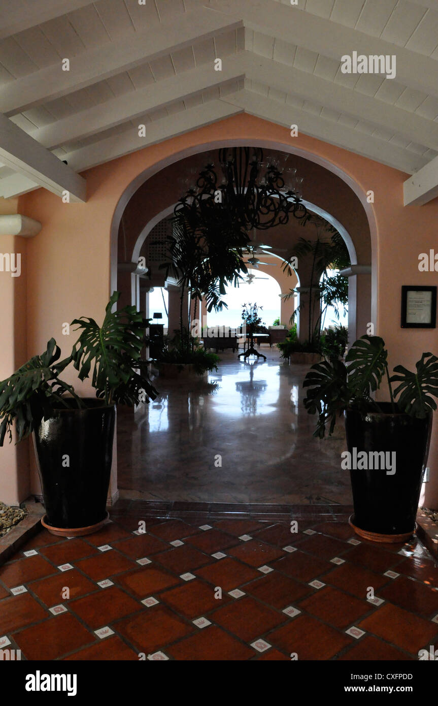 Royal Pavilion Hotel Barbados reception interior Stock Photo