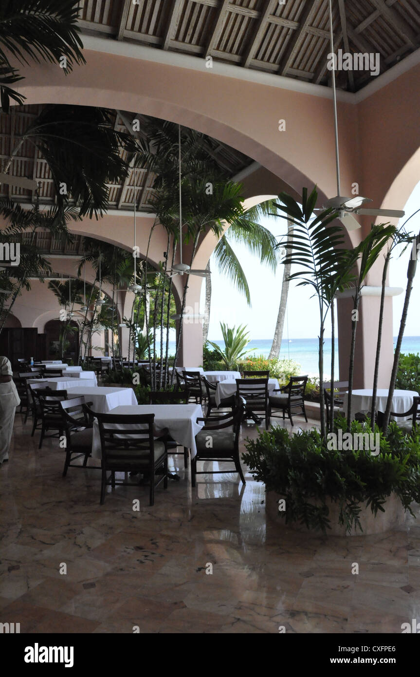 Royal Pavilion Hotel Barbados dining room Stock Photo