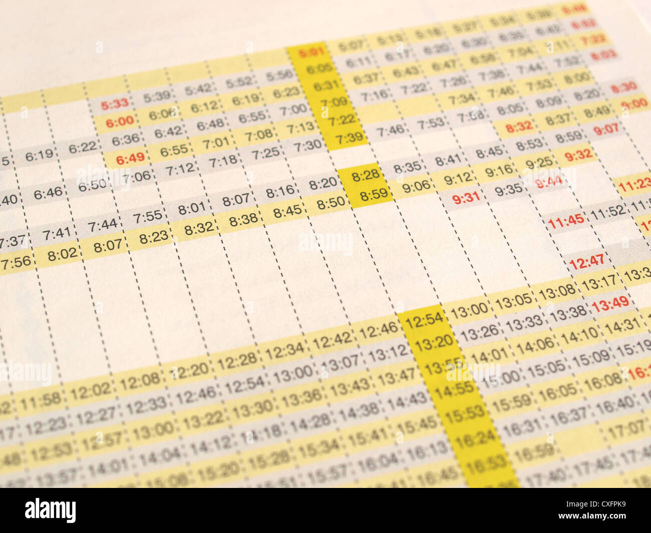Timetable of arrivals and departures of trains Stock Photo - Alamy