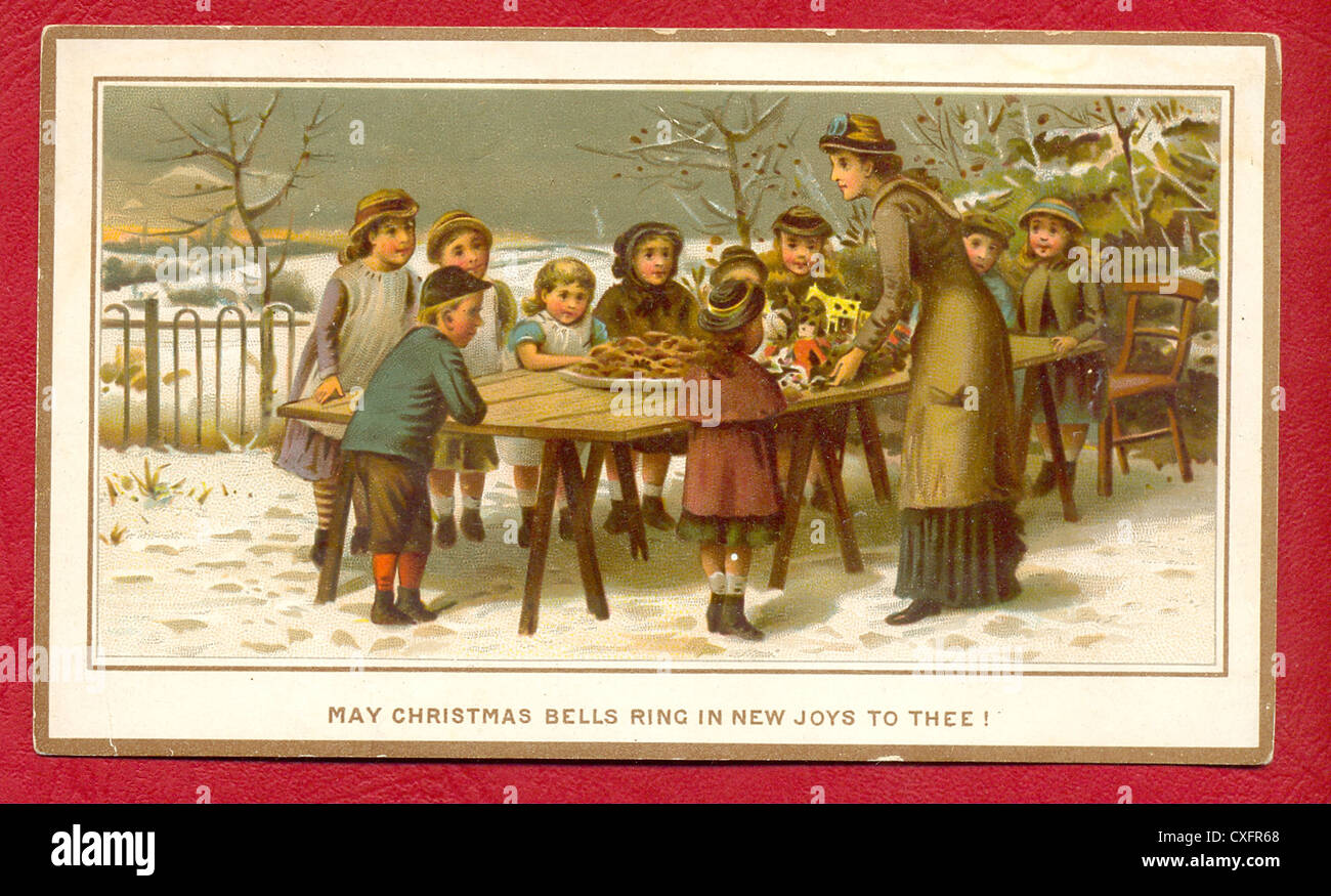 Victorian Christmas greeting card Stock Photo