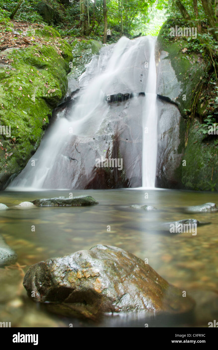 Waterfall at Kinabalu National Park in Sabah, Borneo Stock Photo