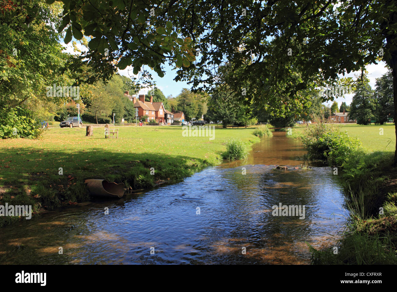 The Tilling Bourne river at Abinger Hammer near Dorking Surrey England