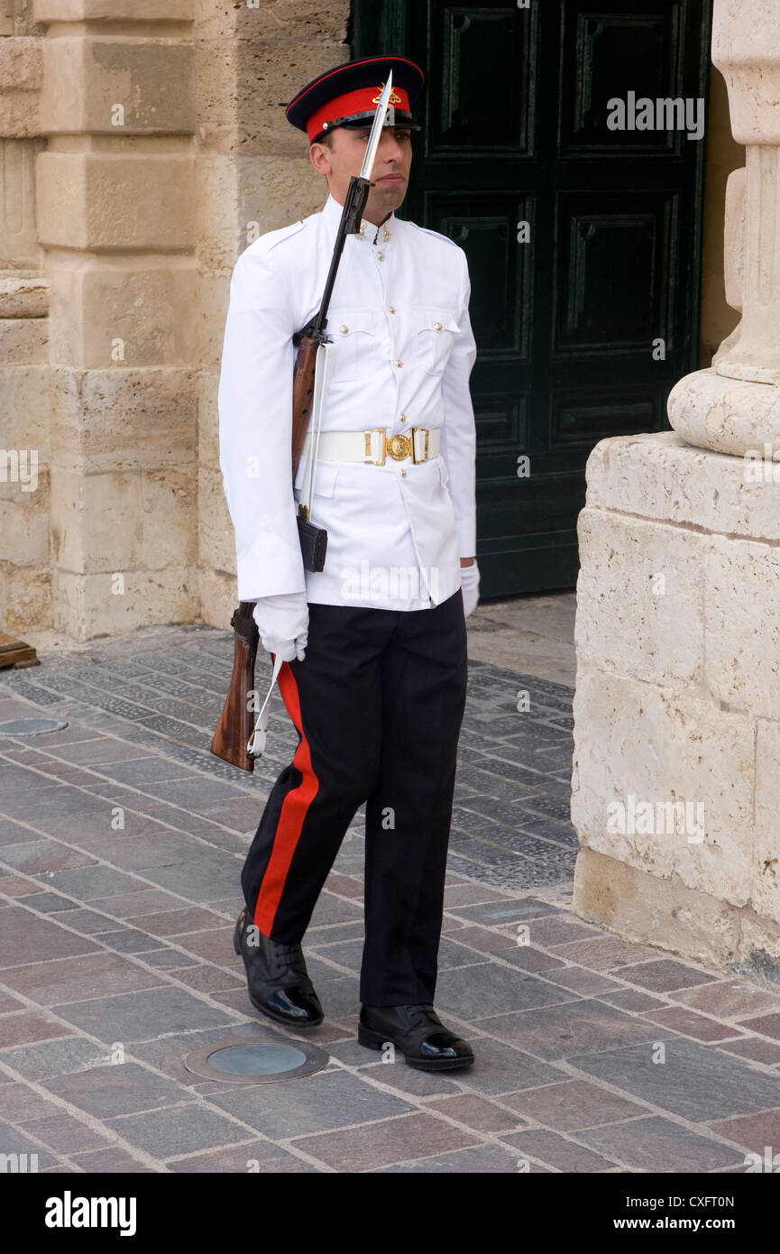 A Maltese honor guard with bayonet fixed to an L1A1 SLR rifle Stock Photo