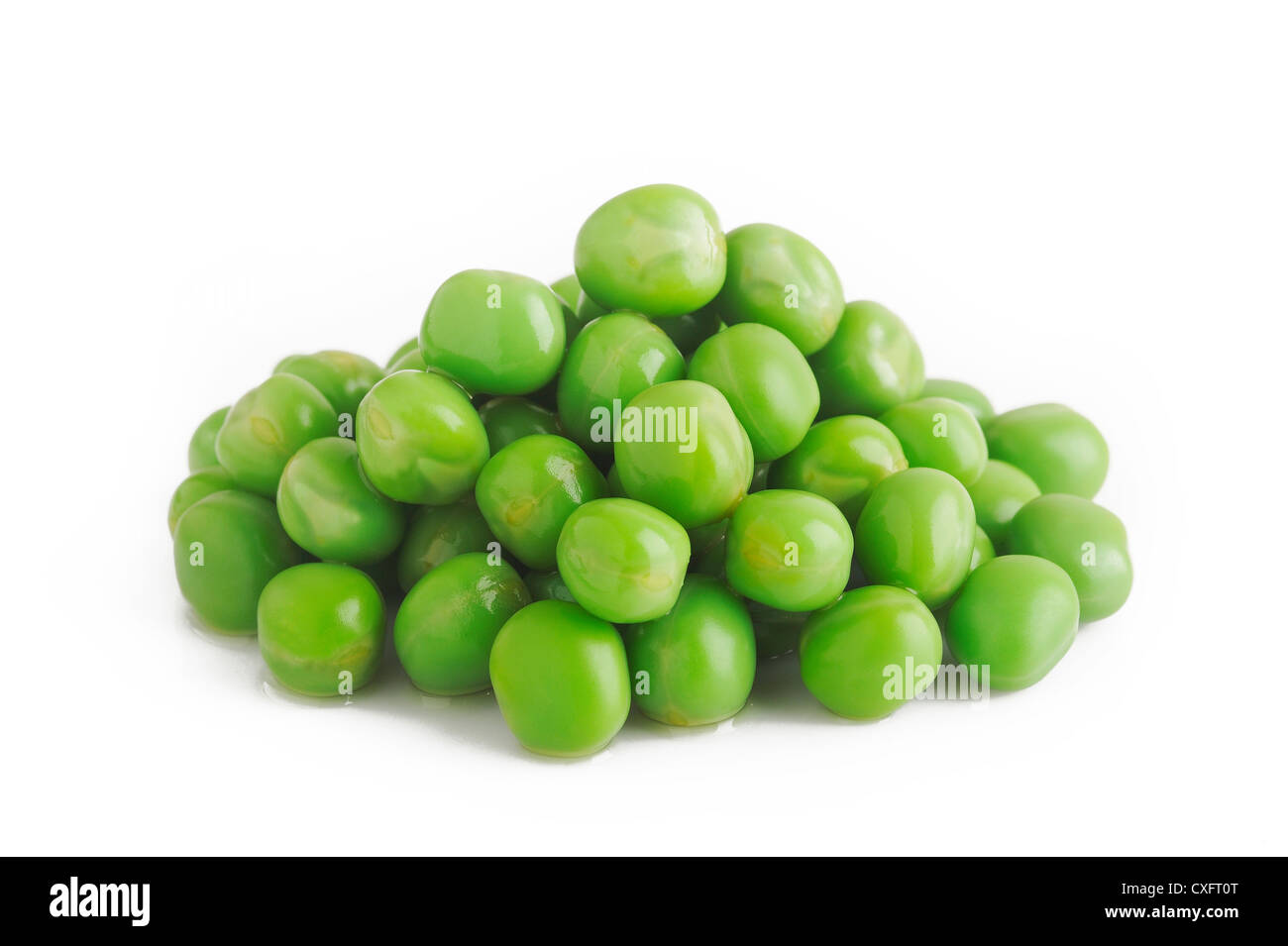 cooked green peas on white Stock Photo