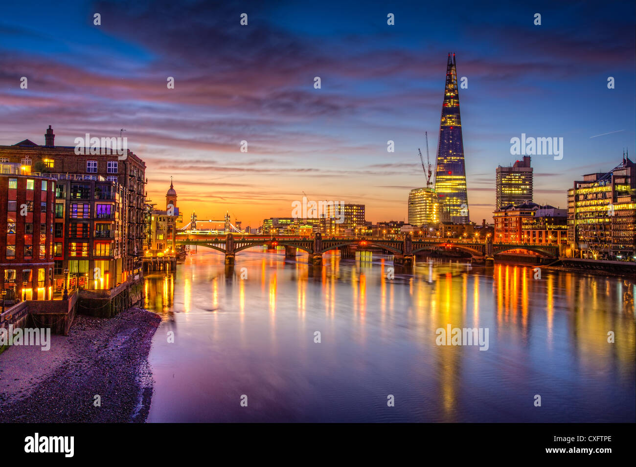 River Thames at Dawn HDR Stock Photo