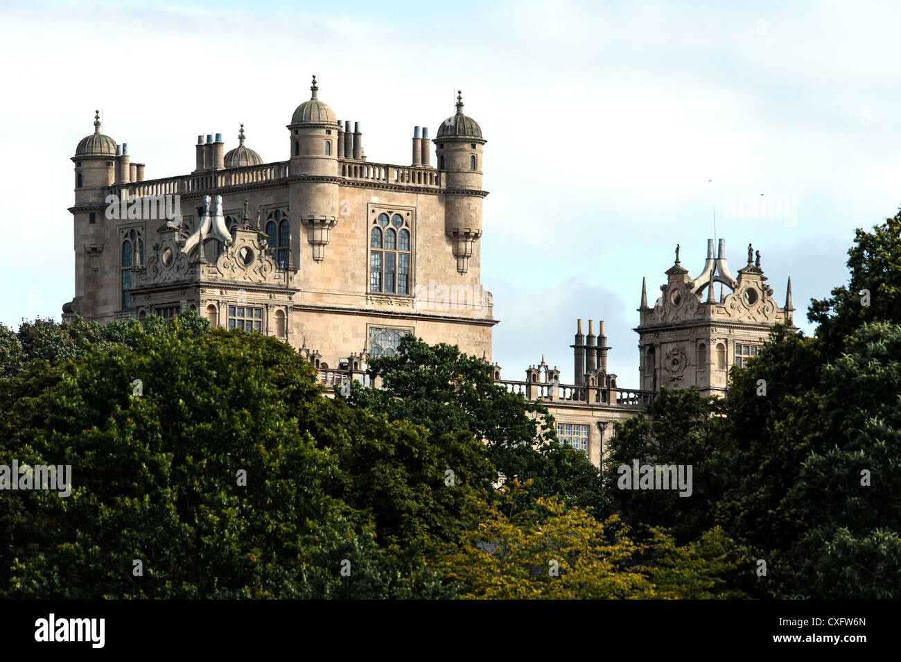 Castle emerging from treetops Stock Photo Alamy
