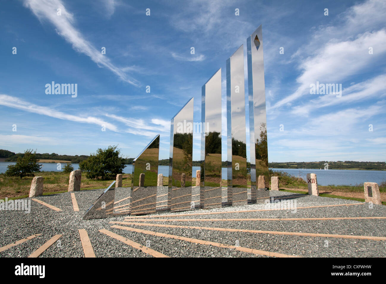 Sundial at Roadford Lake Country Park. Built to commemorate Diamond Jubilee of Queen Elizabeth II - Roadford Lake, Broadwoodwidger, Lifton Devon UK Stock Photo