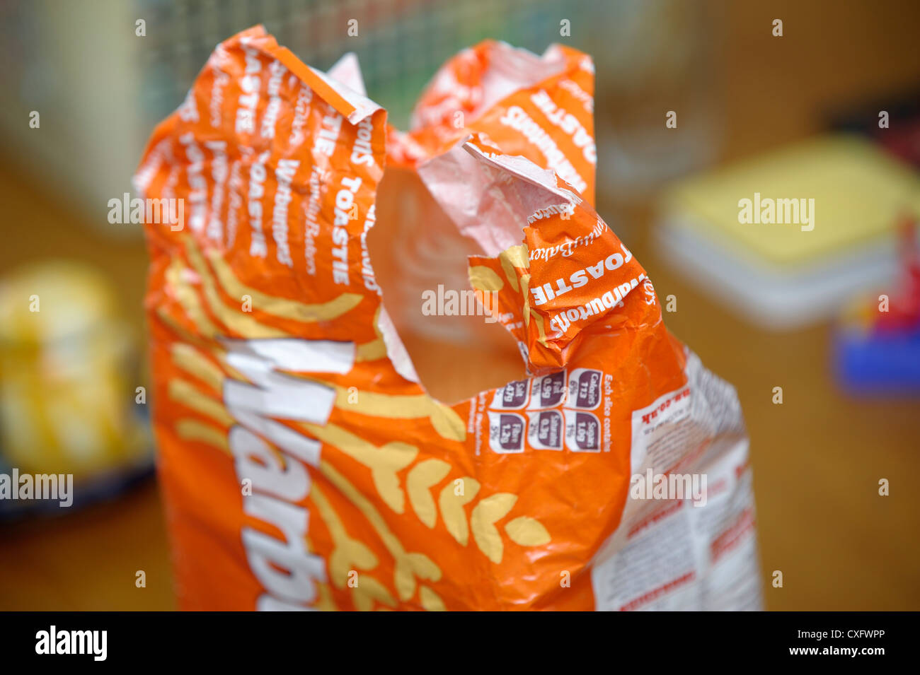 opened bread wrapper england uk Stock Photo Alamy