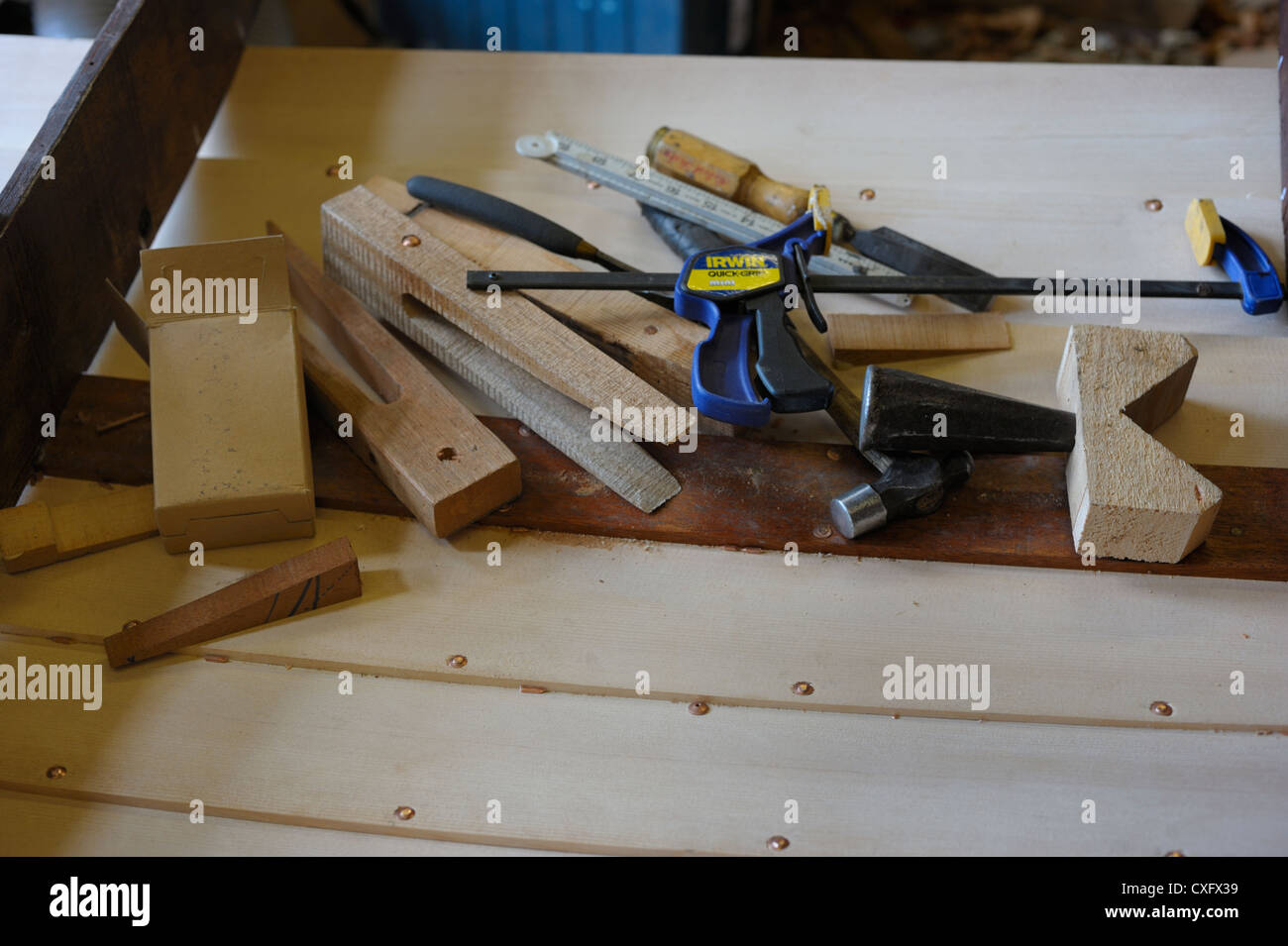 wooden boat building tools stock photo: 50751549 - alamy