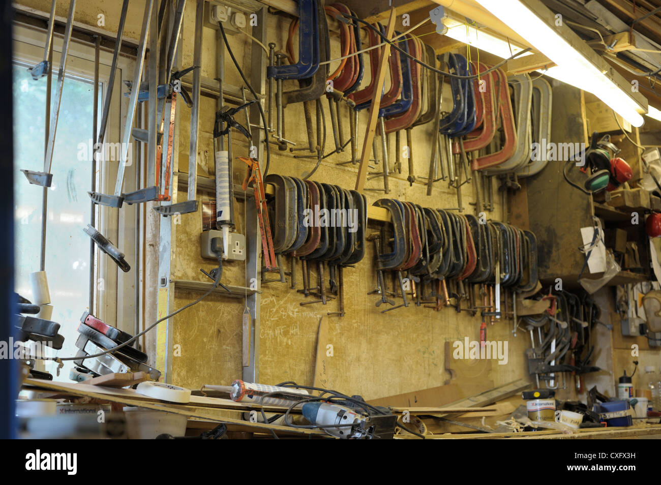 Clamps Woodworking Shop Stock Photo