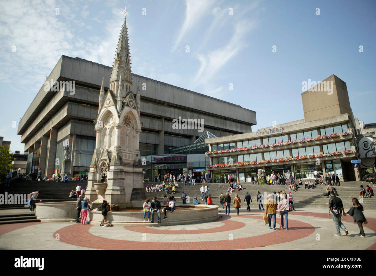 Birmingham Central Library.The main entrance and lending library in a
