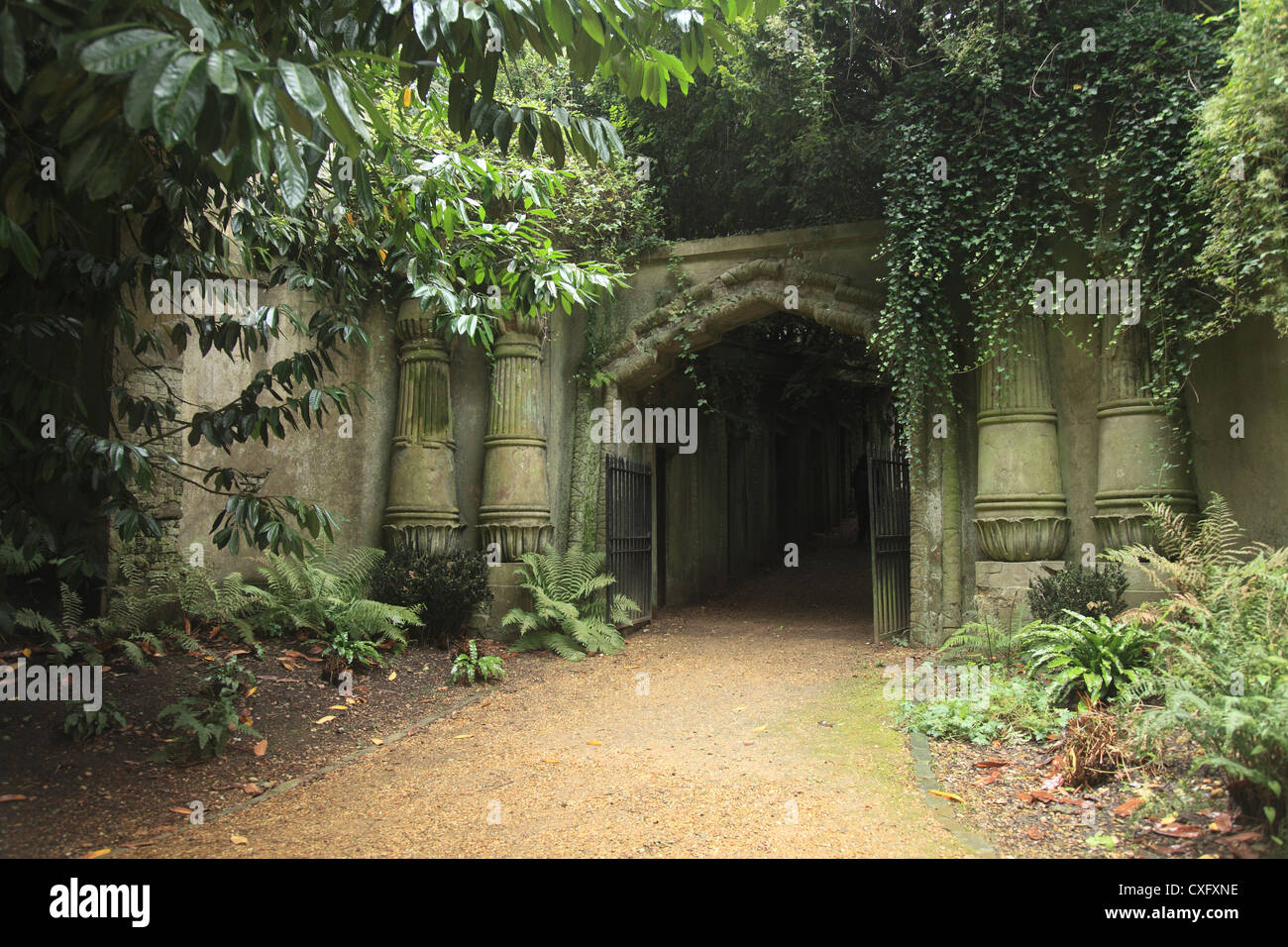 Egyptian Gate at the Highgate Cemetery West in London England Stock Photo