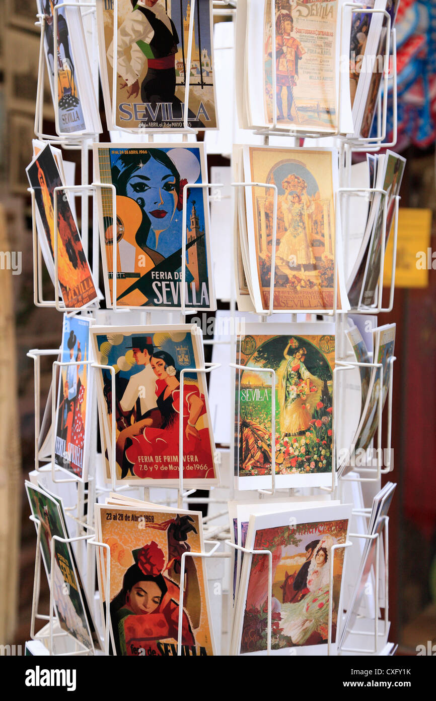 Rack of postcards for sale in Seville  with pictures images image of Spanish  Flamenco Stock Photo