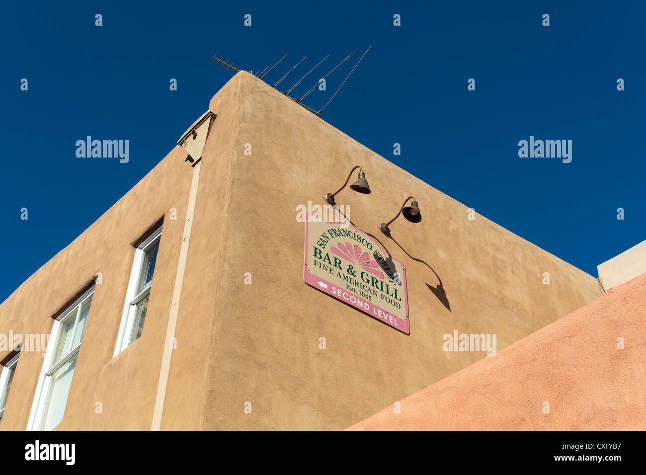 Adobe Architecture, Downtown Santa Fe, New Mexico Stock Photo