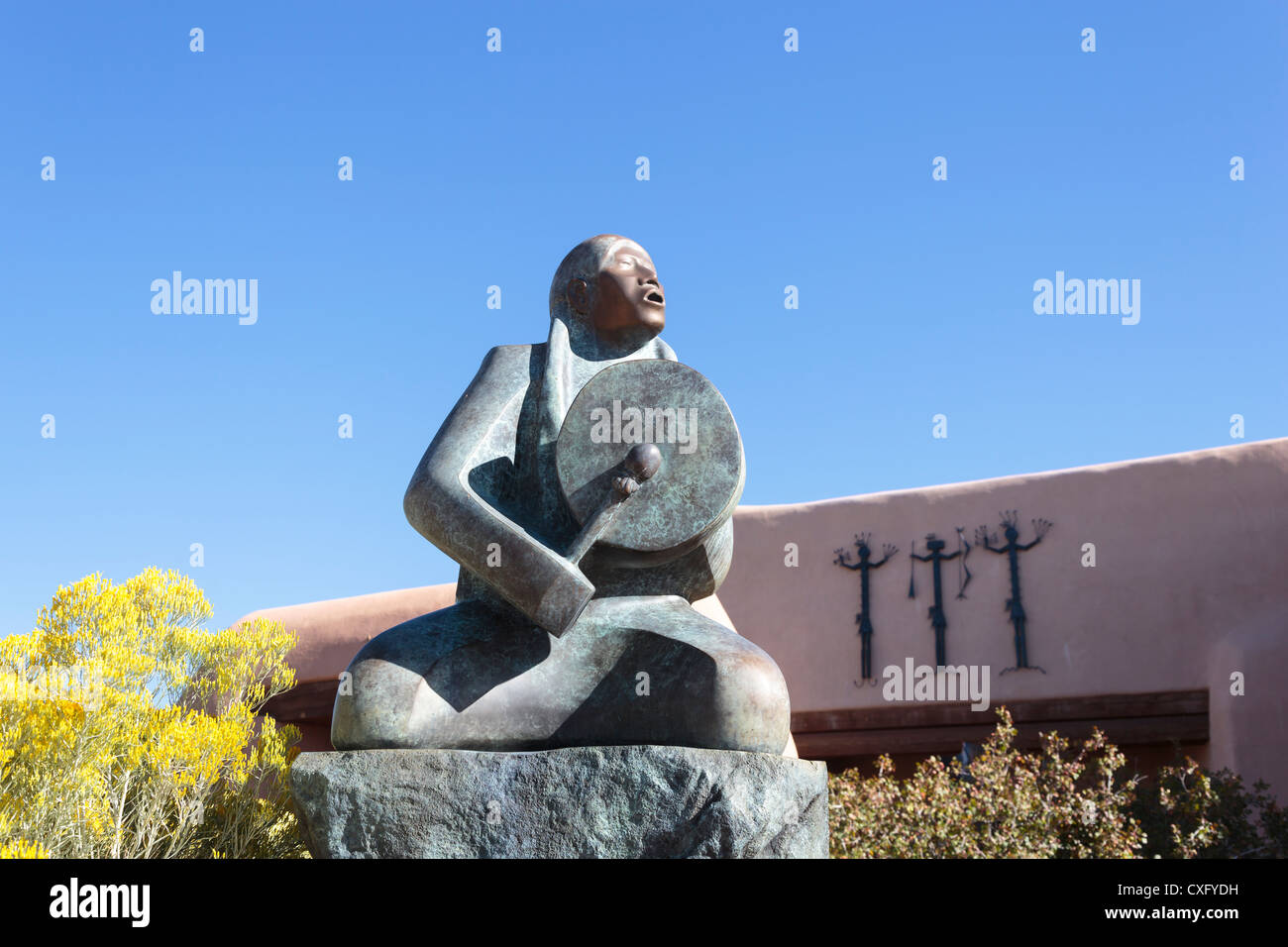 'Songs of the Past' outside the Museum of Indian Arts and Culture, Museum Hill, Santa Fe, New Mexico Stock Photo