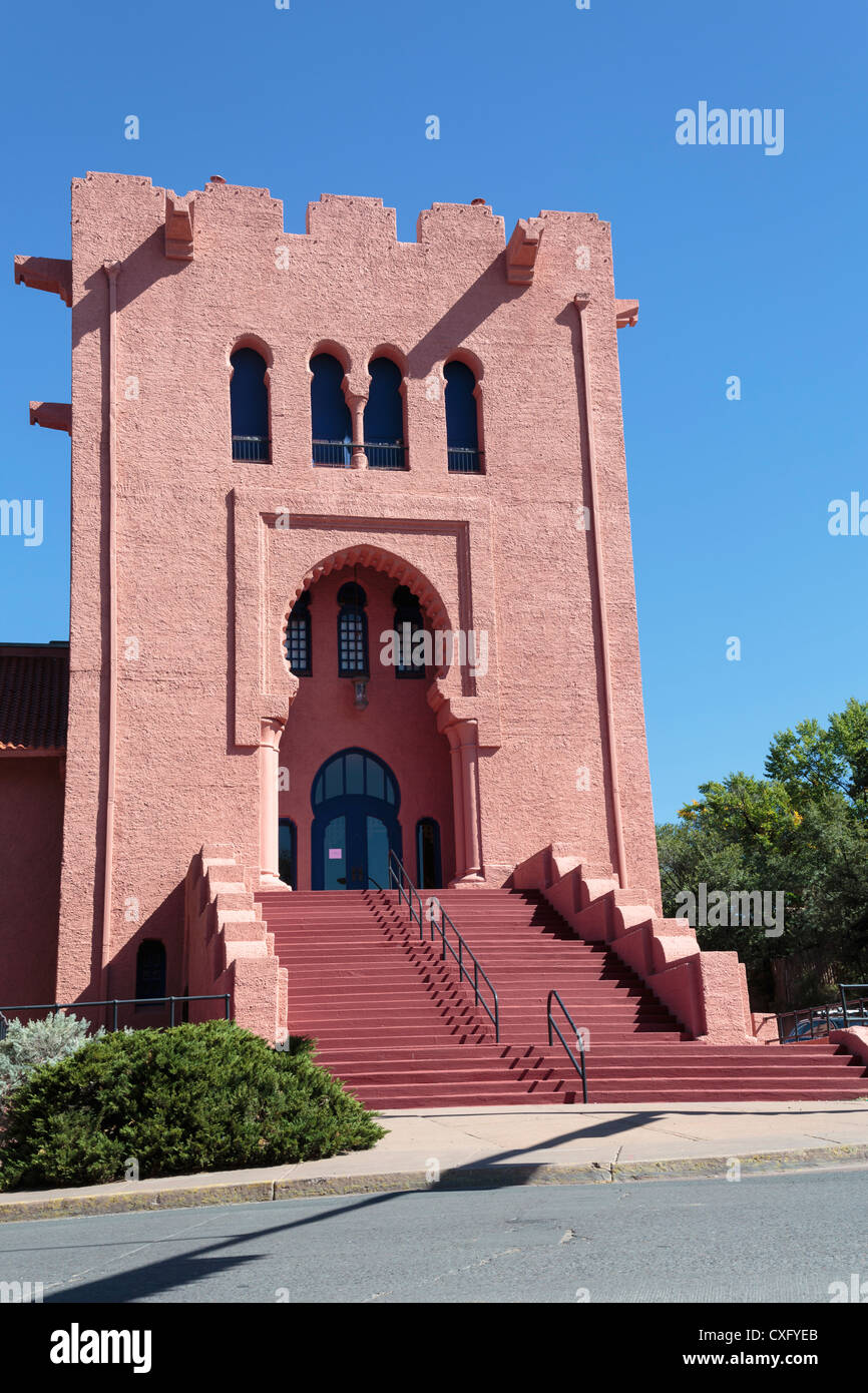 Adobe Church Architecture, Downtown Santa Fe, New Mexico Stock Photo