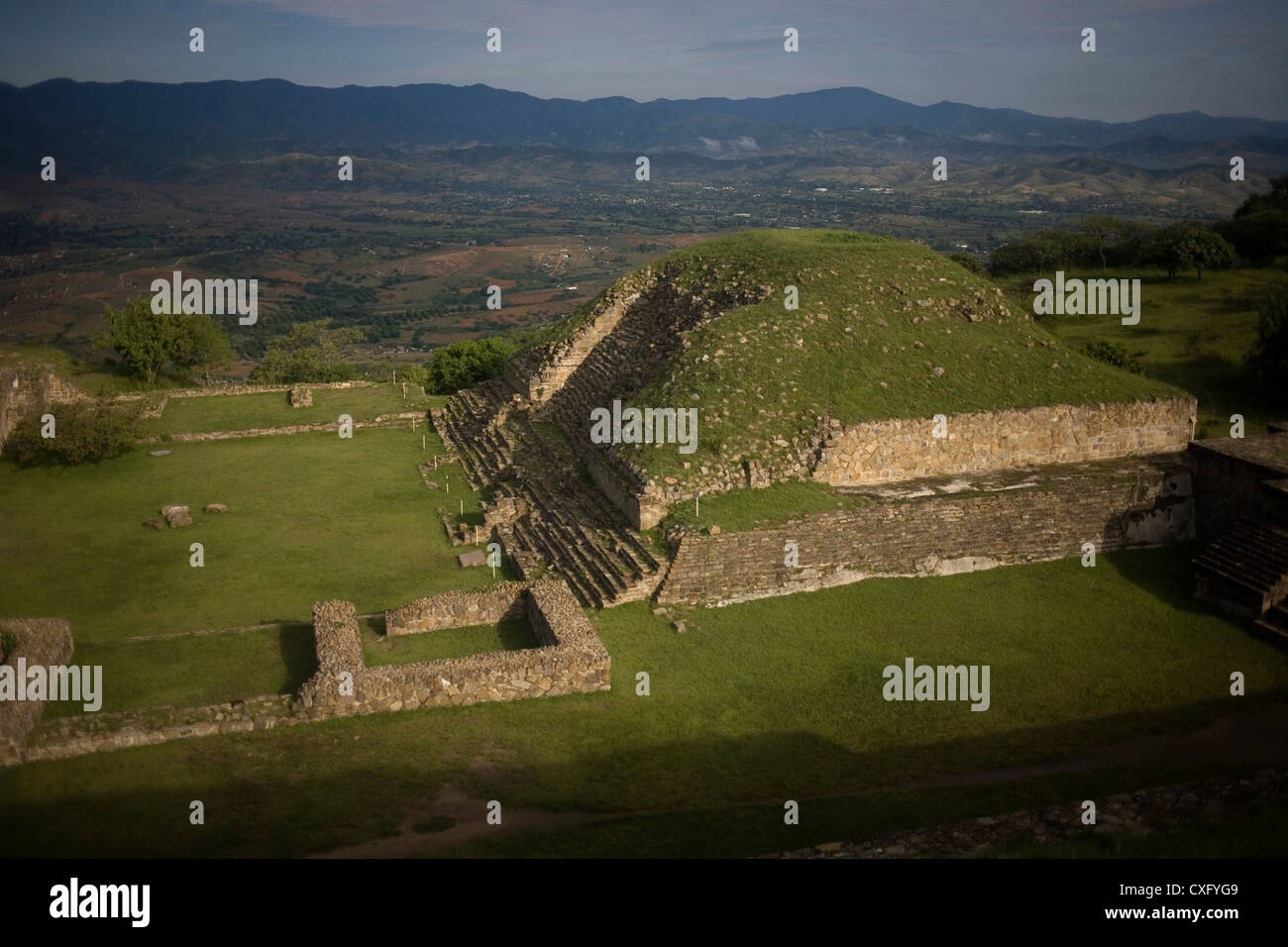 View Of The Valley Of Oaxaca And A Building Of The Zapotec City Of