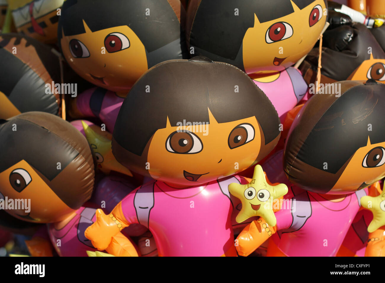 A bunch of Dora the Explorer balloons. Stock Photo