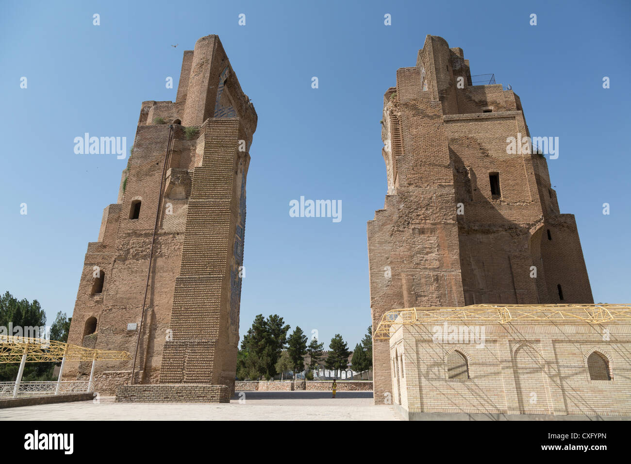 view from rear, Aq Saray, Timur's palace, Shahr-i Sabz, Uzbekistan Stock Photo