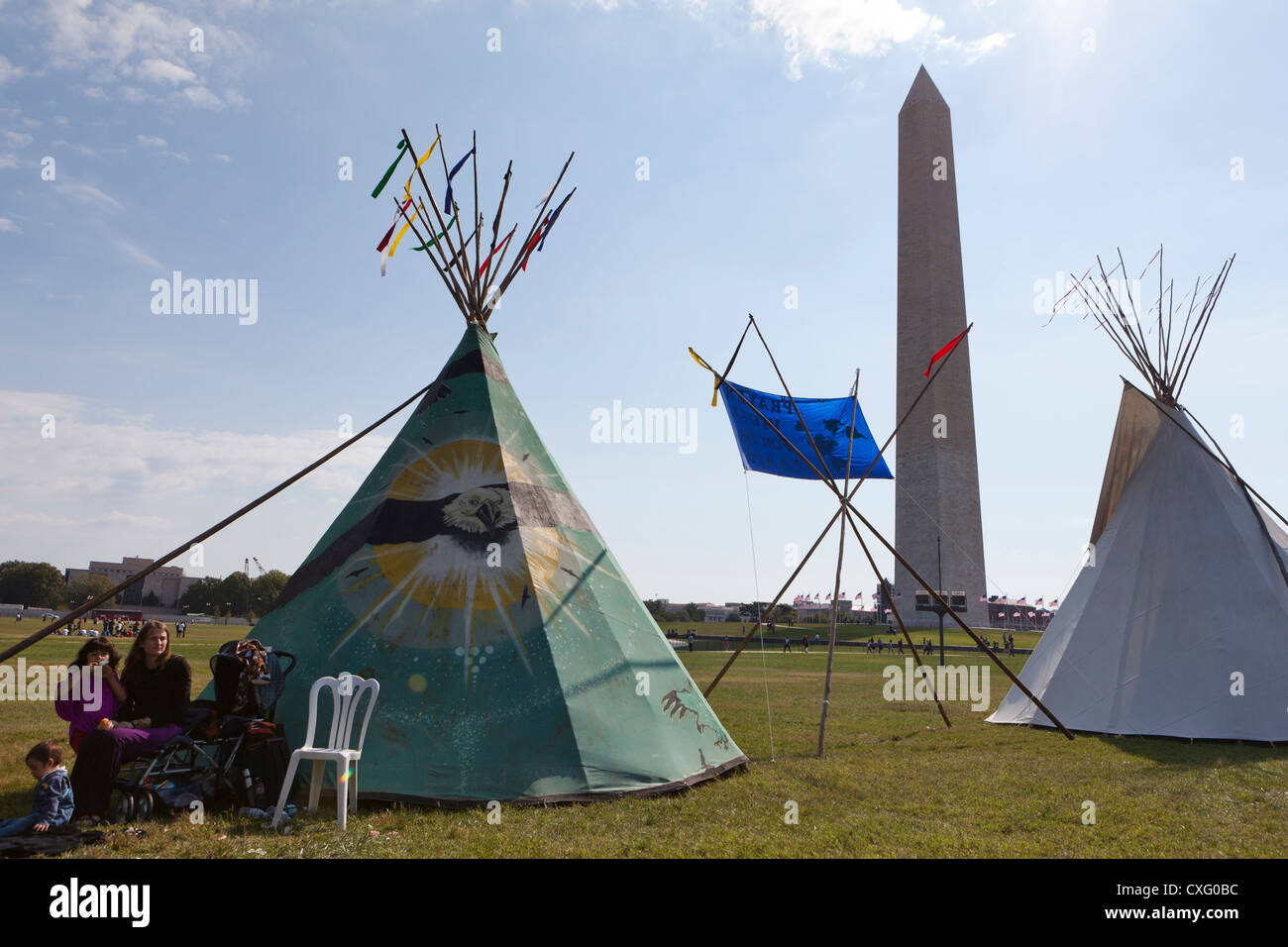 Tepee tents on the National Mall - Washington, DC USA Stock Photo