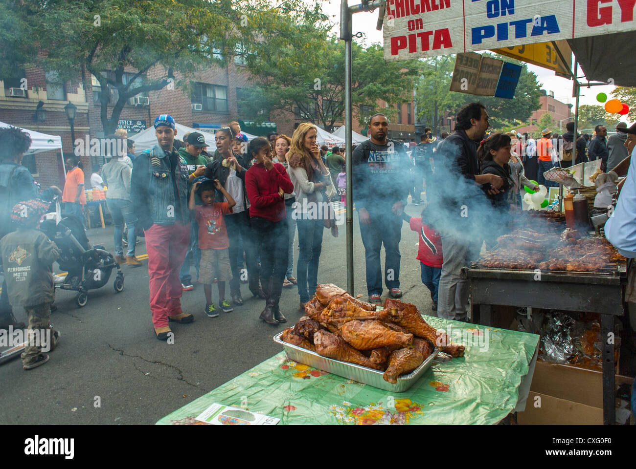 New York City, USA, People Queuing for African Food at the Brooklyn