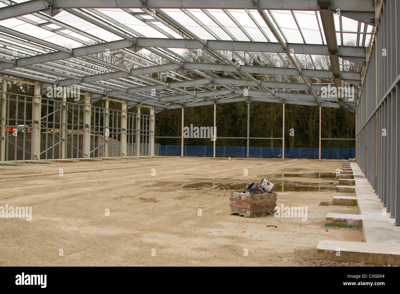 Old steel framed building being refurbished into a new factory Stock ...