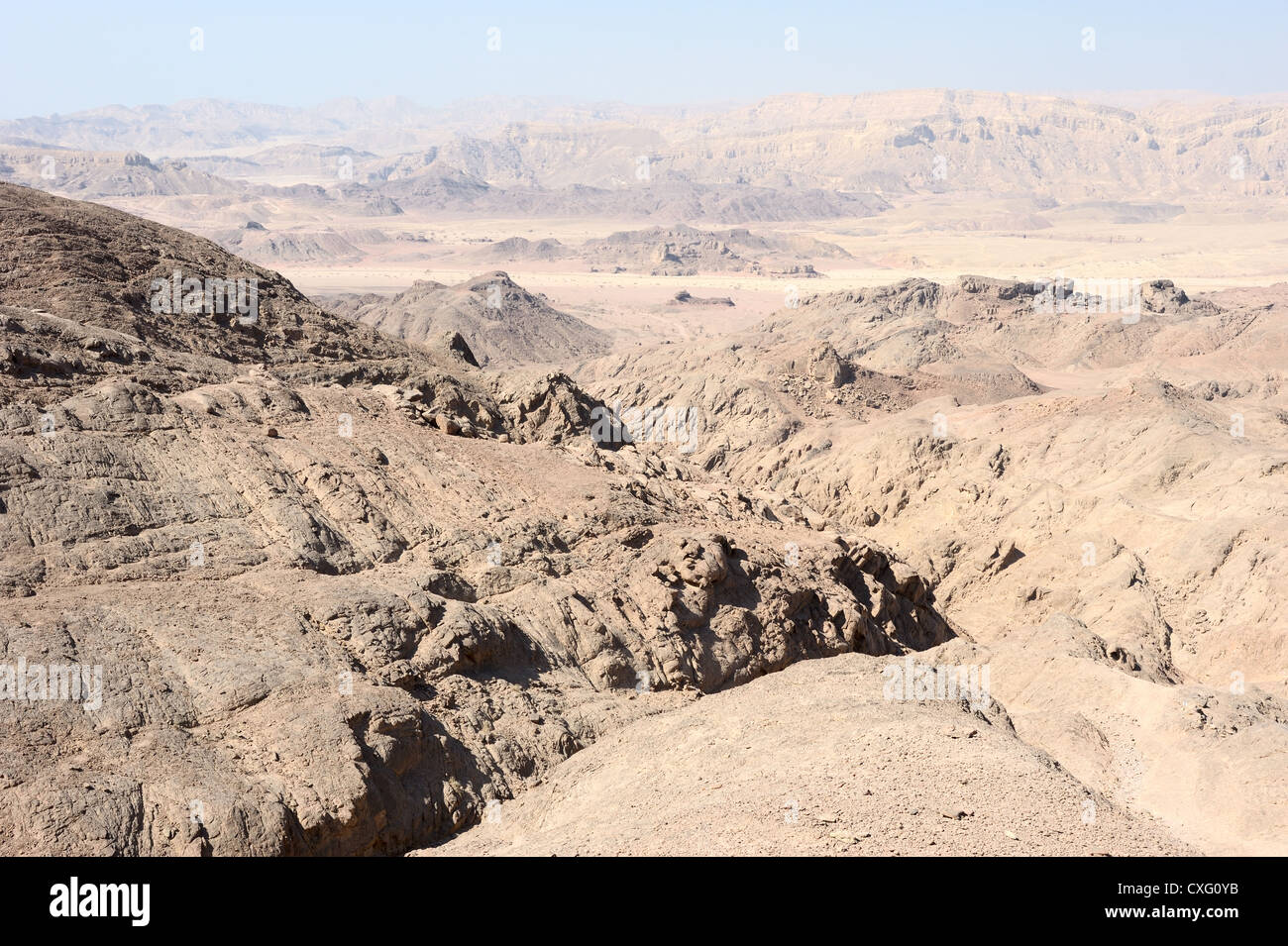 Landscapes and geological formations in the Timna Park in southern Israel Stock Photo