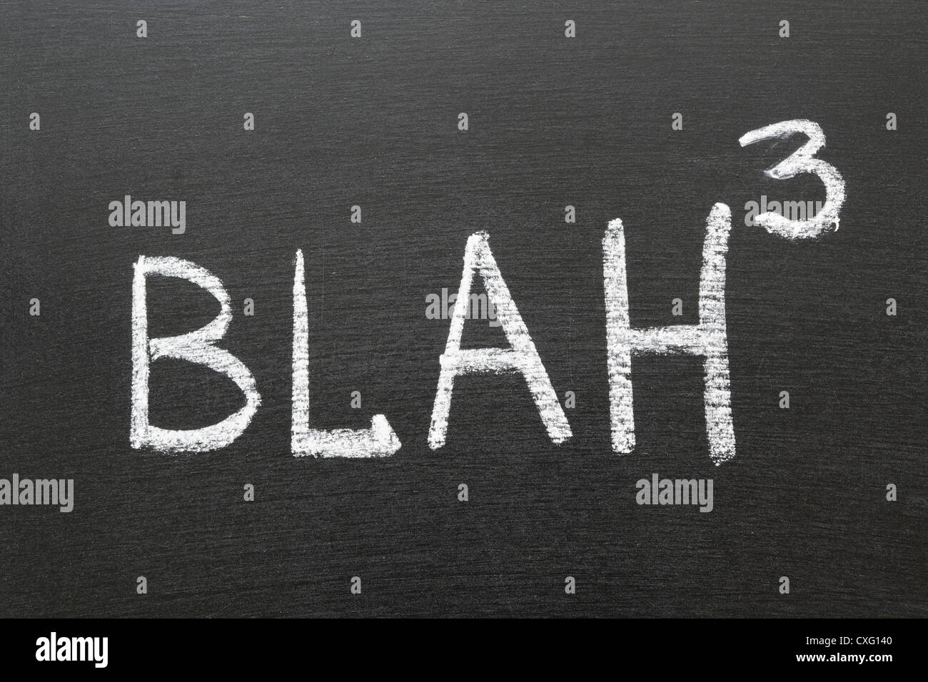 blah word in 3rd degree handwritten on blackboard Stock Photo