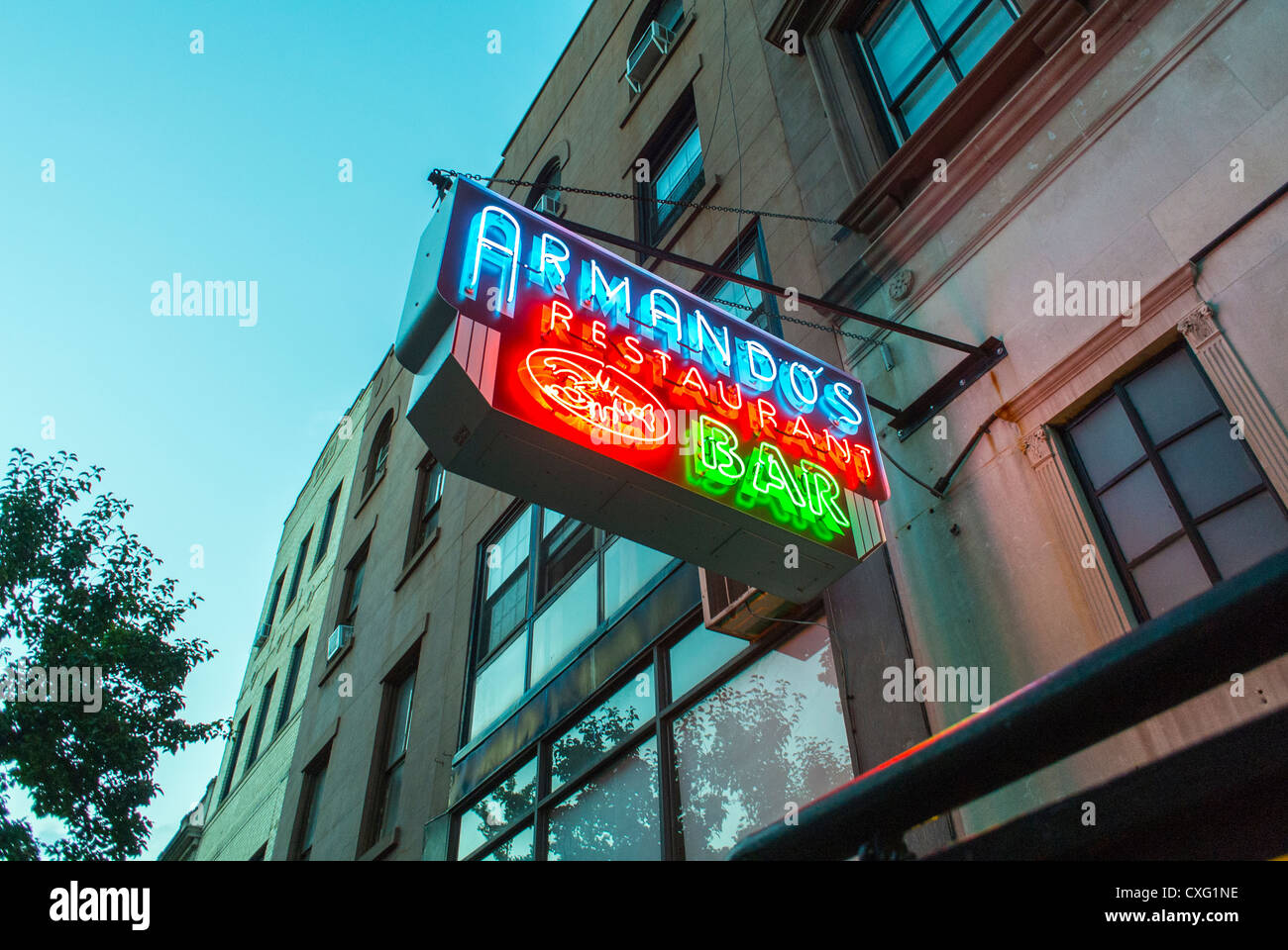 Brooklyn heights new york restaurant neon sign hires stock photography
