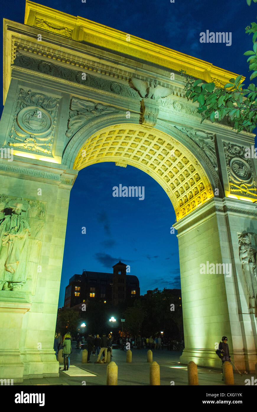 New York City, NY, USA, Street Scenes, Greenwich Village, Night , Washington Square Park, Arch Stock Photo