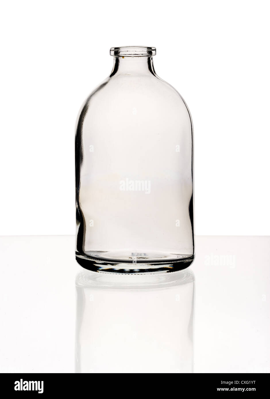 Empty glass vial, isolated on a white background. Stock Photo