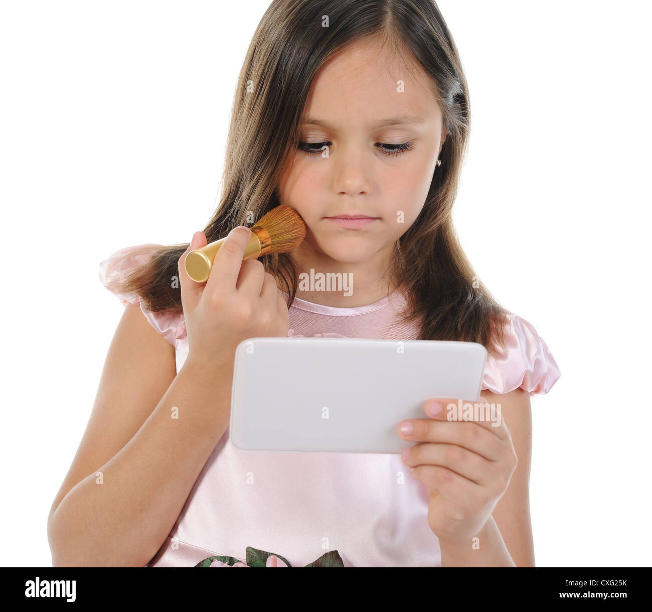 girl with a powder and brush Stock Photo - Alamy