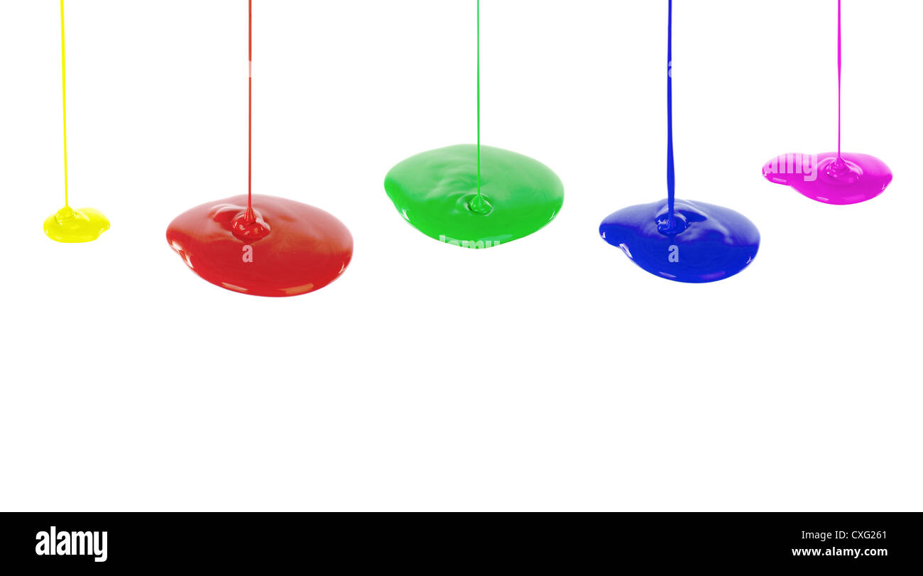 Multicolored acrylic paint flowing Cut Out Stock Images & Pictures - Alamy