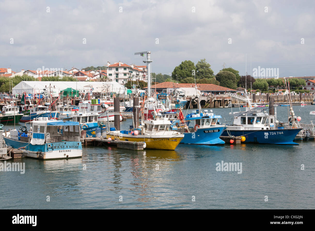 Commercial fishing boats at St Jean de Luz southwest France Stock Photo