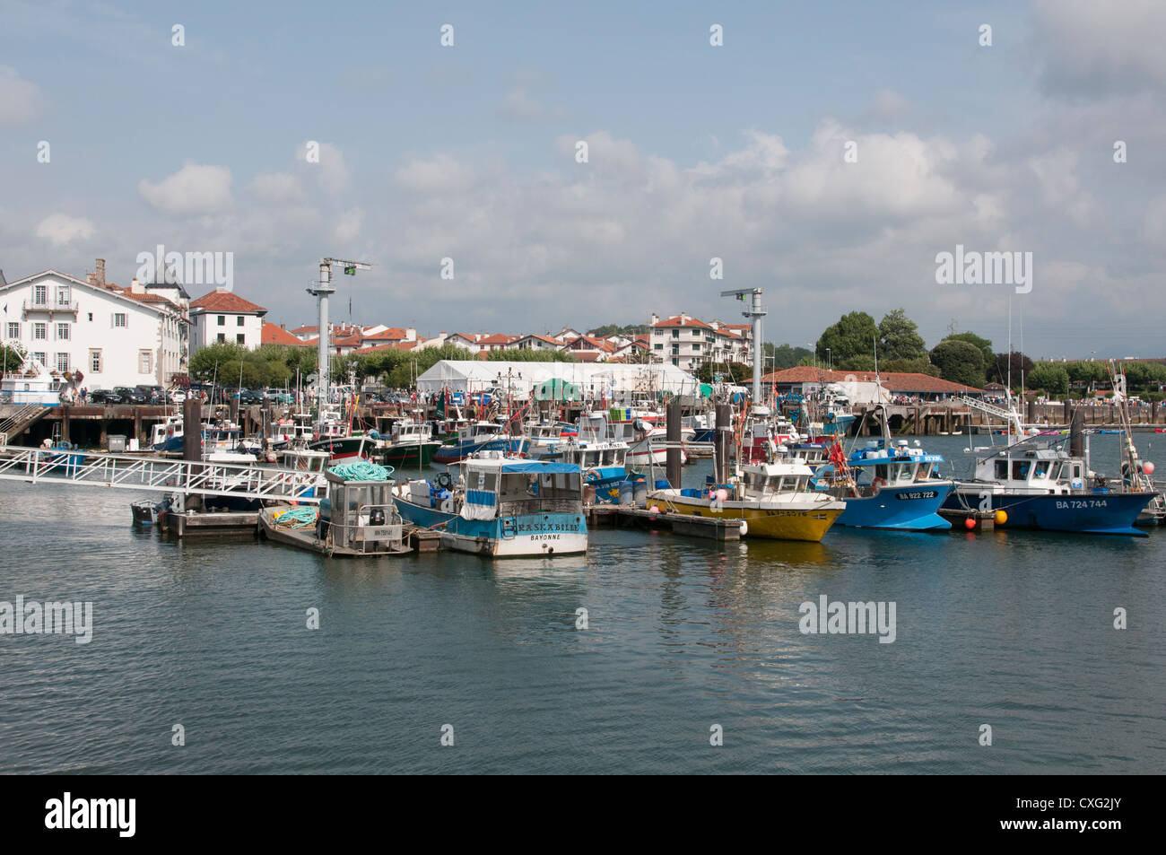 Commercial fishing boats at St Jean de Luz southwest France Stock Photo