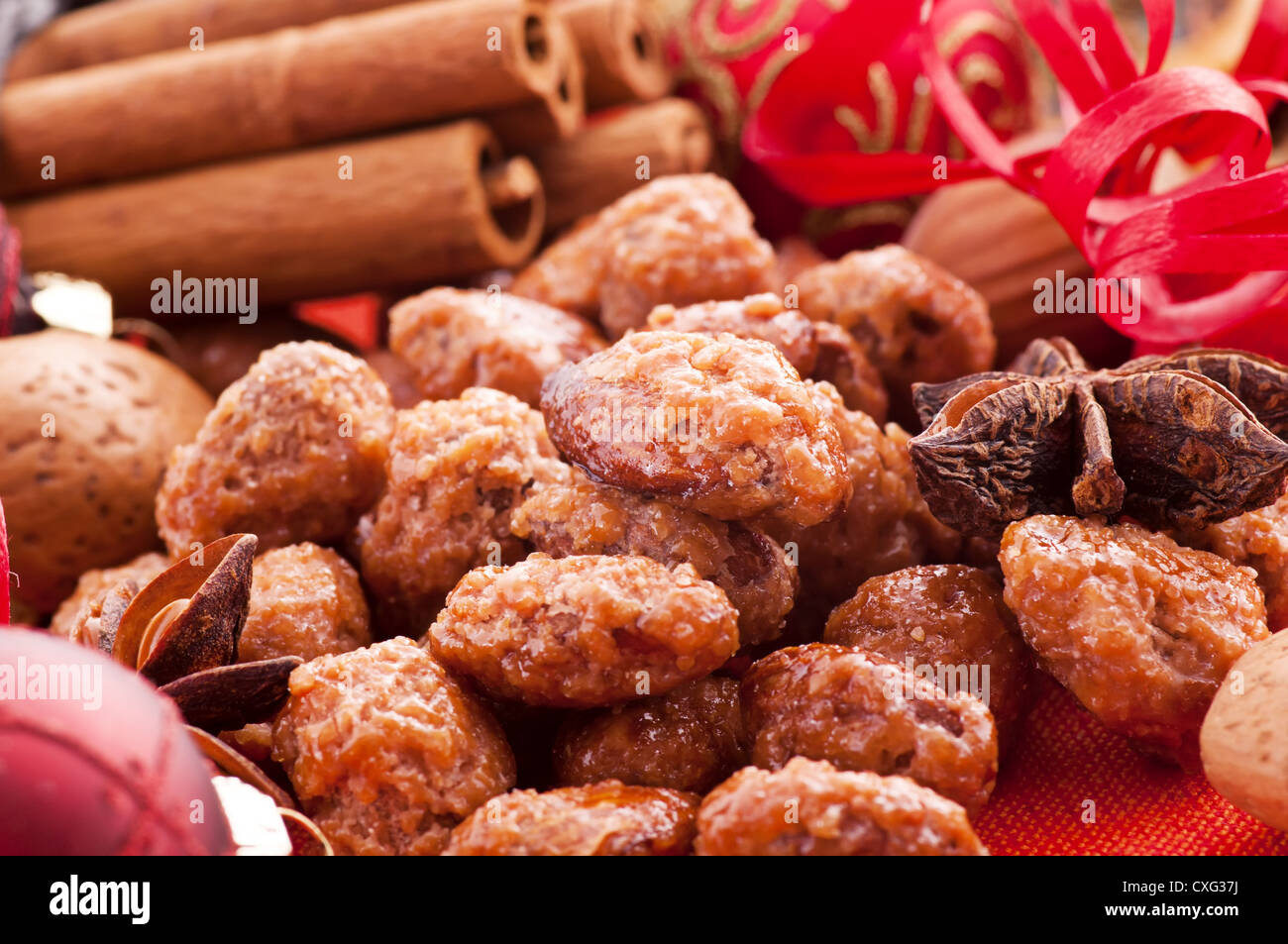 Fried almonds Stock Photo
