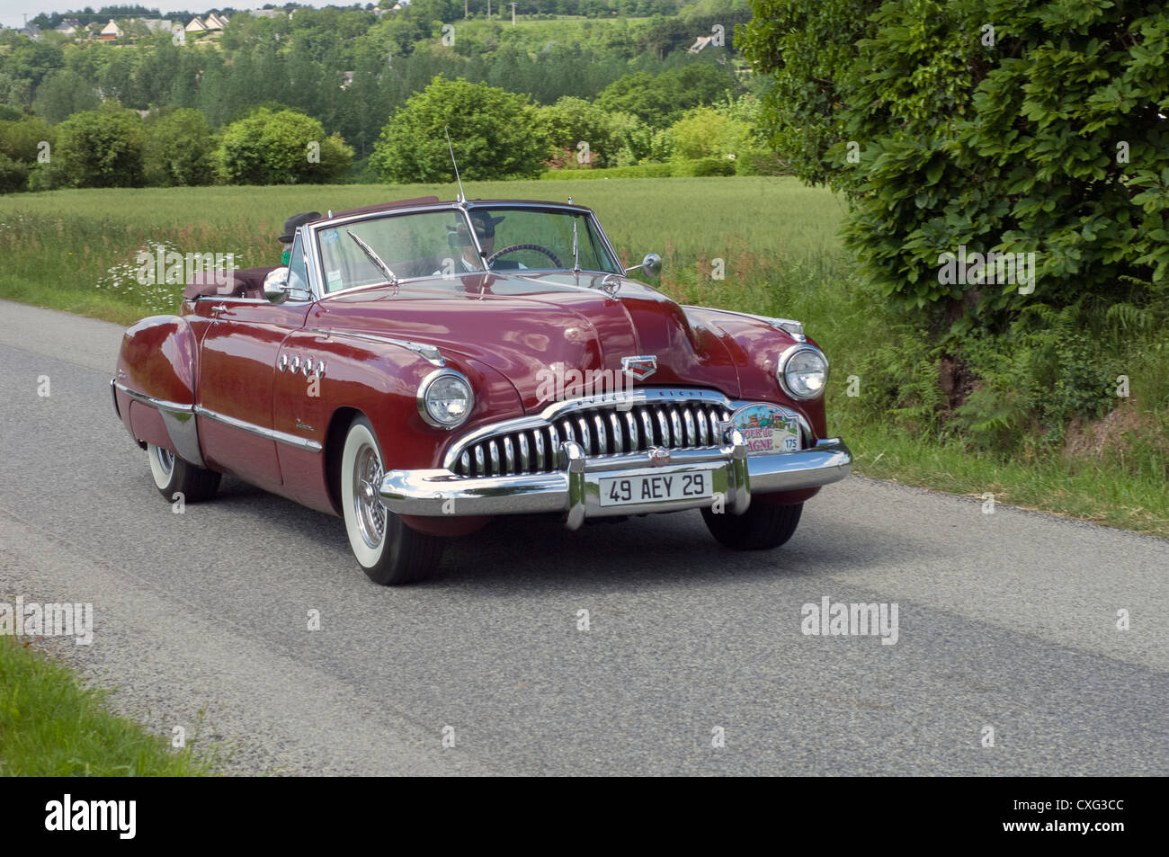 Buick Roadmaster Convertible cabriolet of 1949 in the Tour de Bretagne, France, 2012 Stock Photo