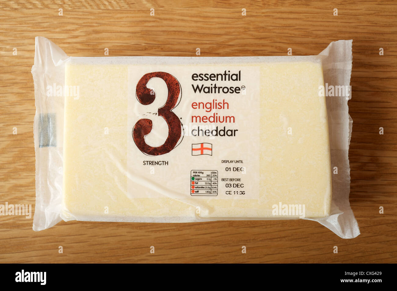 Waitrose English medium cheddar cheese Stock Photo Alamy
