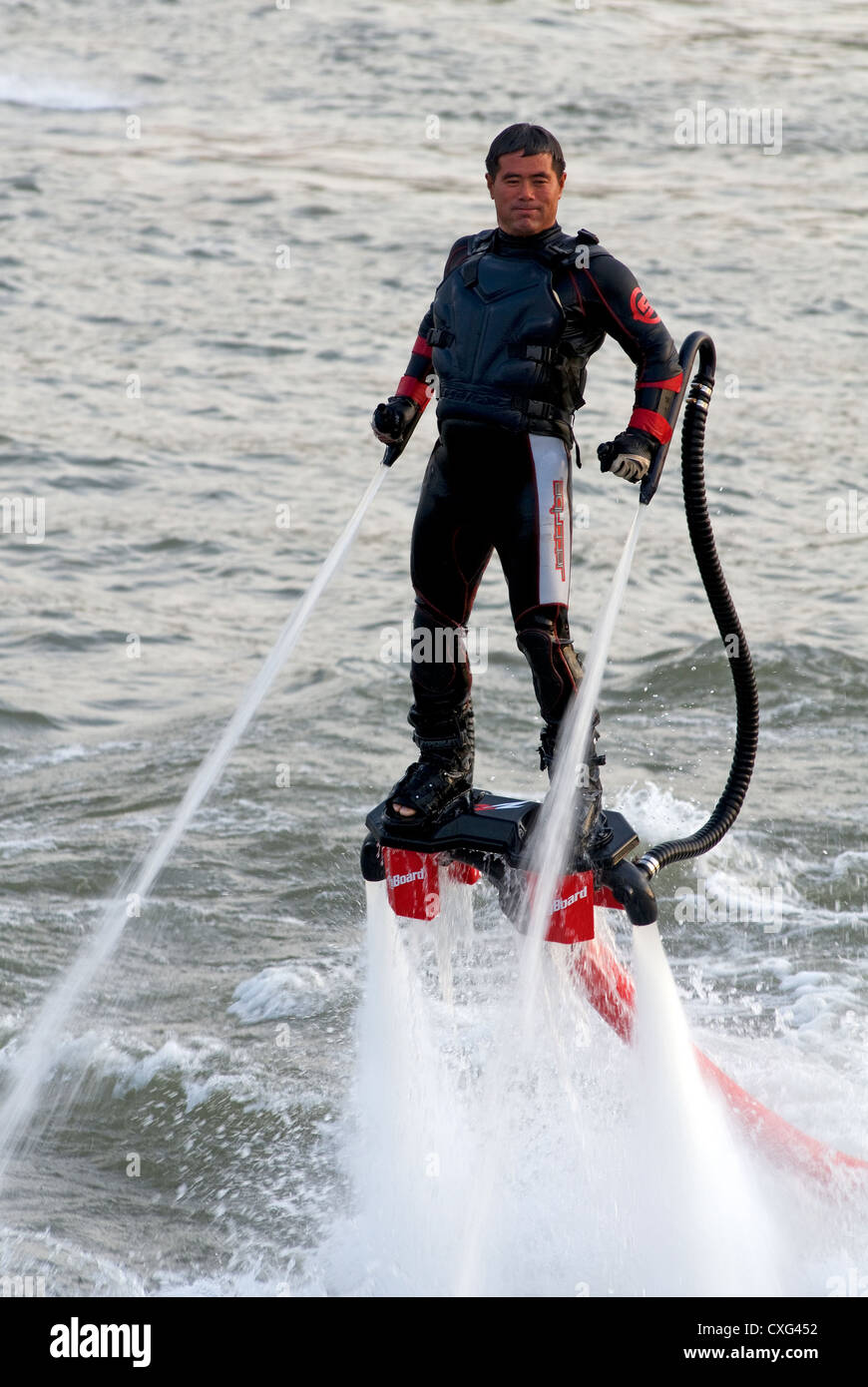 Flyboard Jet-Board kit,  Water powered jet pack, Seoul, Korea. Stock Photo