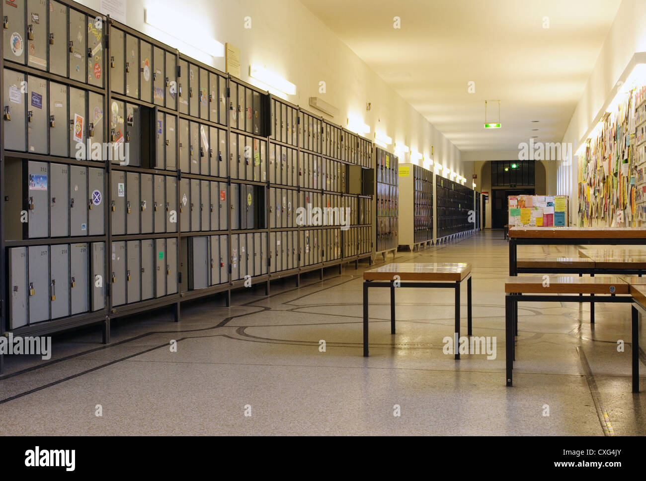 Lockers in a hallway at the University Stock Photo Alamy