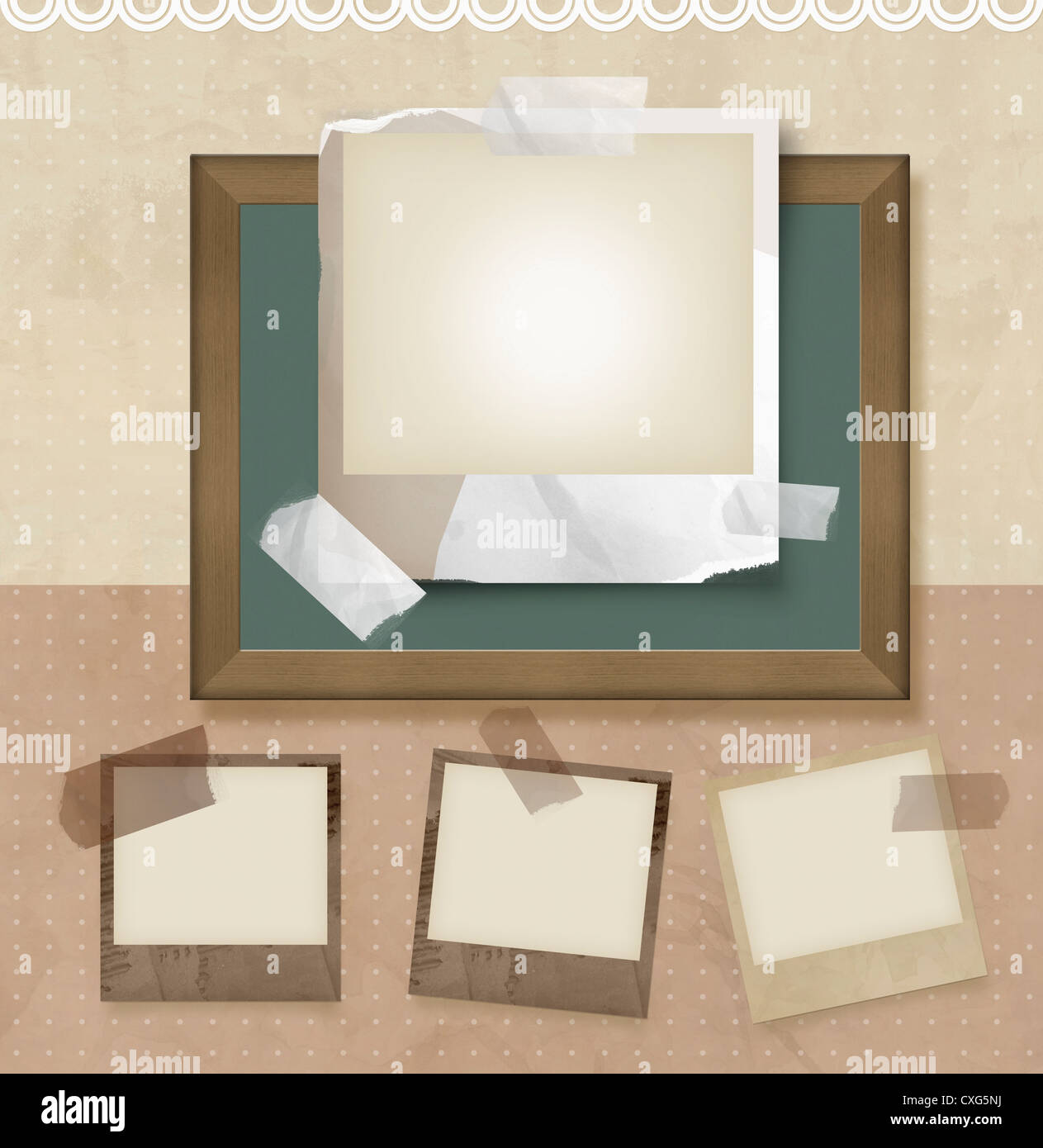 Illustration of photo album borders in concept of classroom Stock Photo