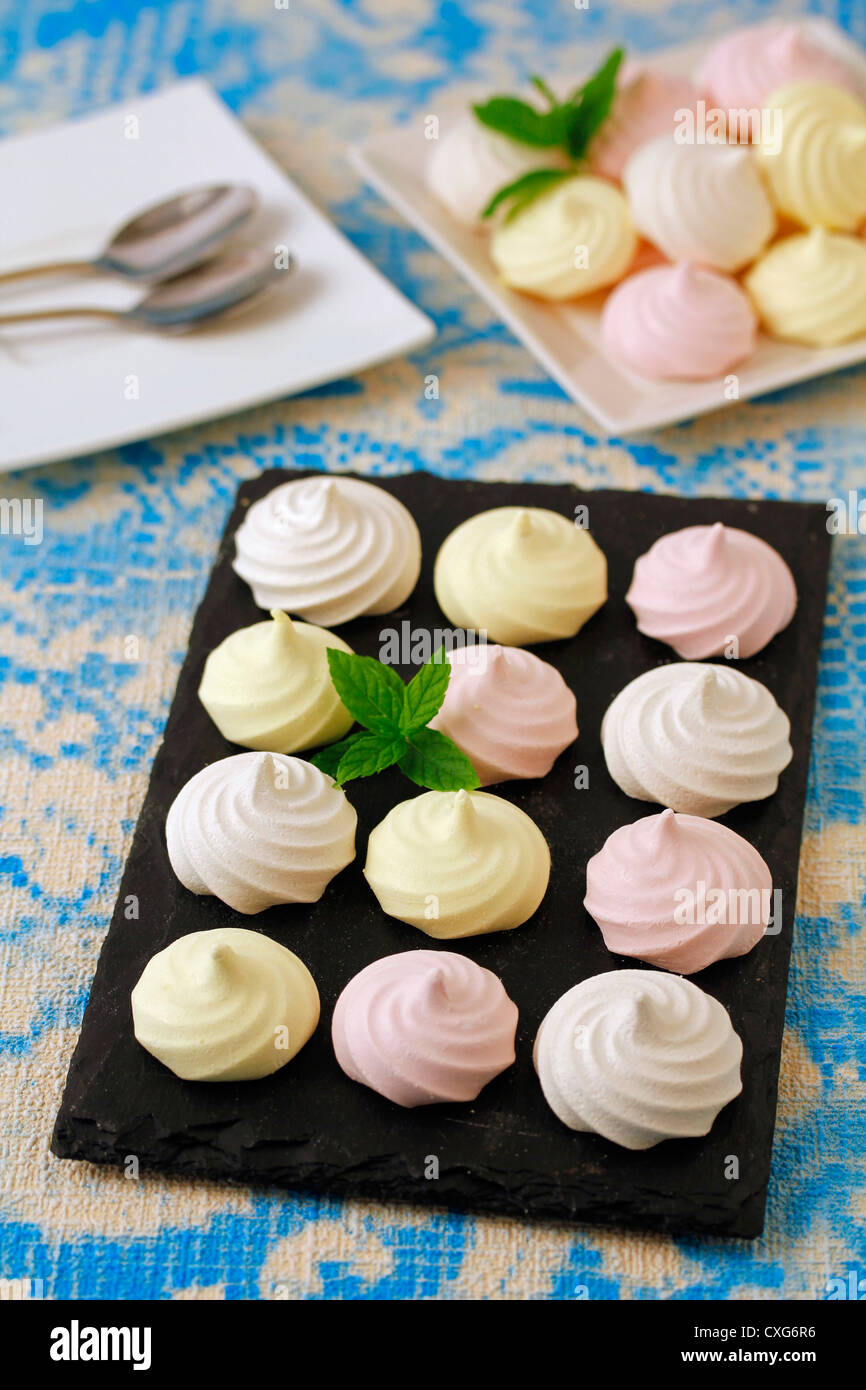 Meringues three flavours. Recipe available Stock Photo Alamy