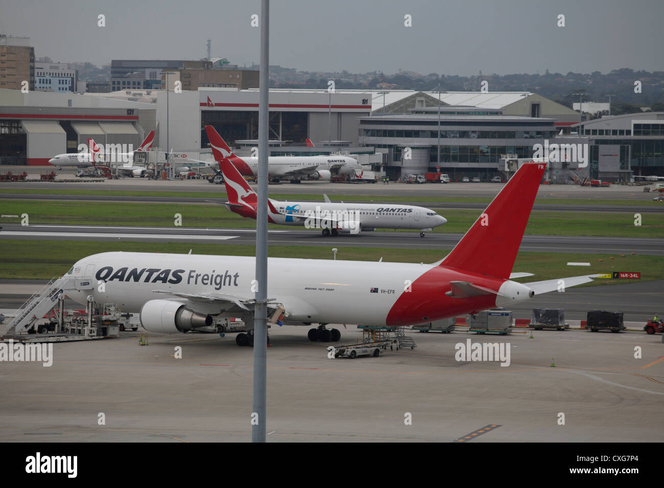 Quantas airlines aeroplane airport australia hi-res stock photography
