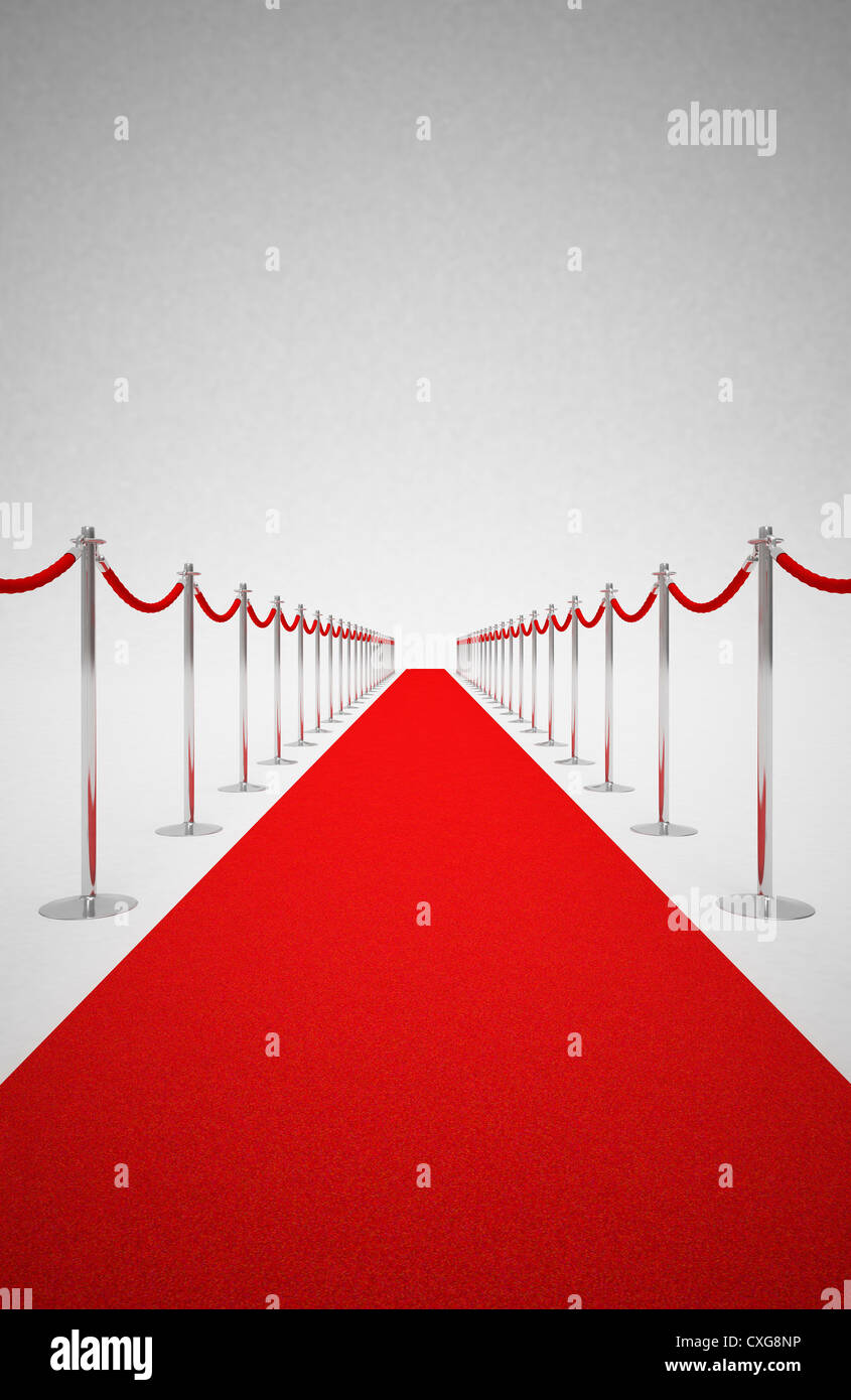 red carpet running endlessly Stock Photo